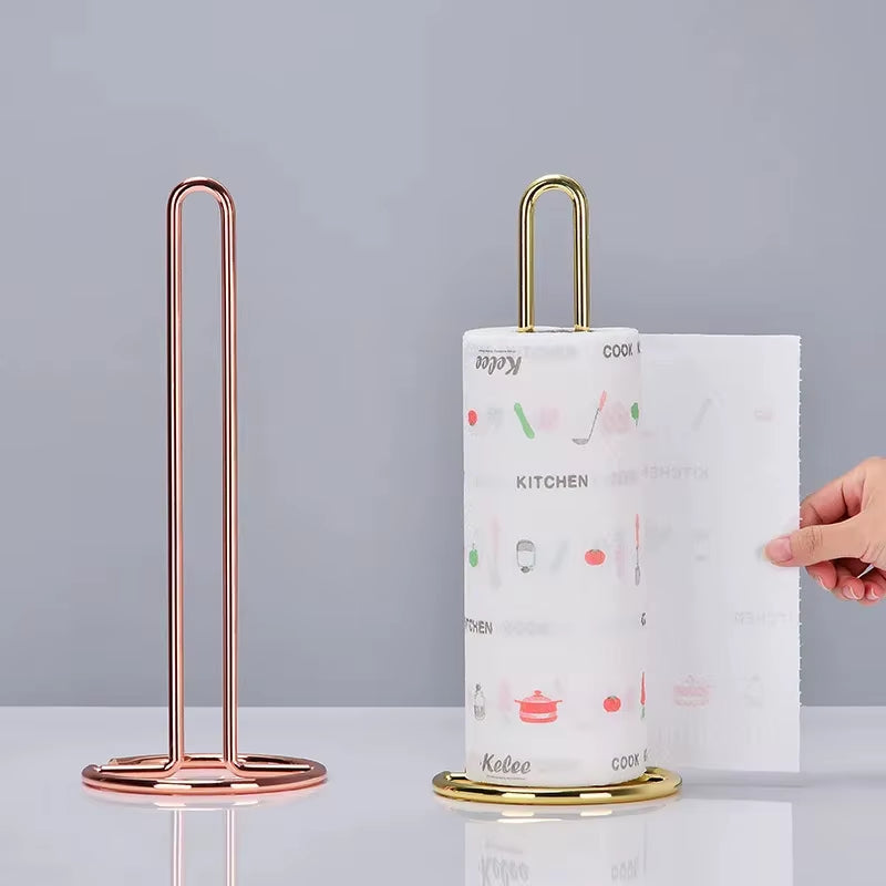 Stainless Steel Kitchen Roll Paper Towel Holder Bathroom Tissue Stand Dining Table Vertical Napkins Rack Kitchen Storage Shelf