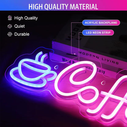 Coffee Neon Sign Light Usb/Battery Led Neon Lamps for Bar Cafe Restaurant Party Art Wall Decor Window Hanging Night Lights