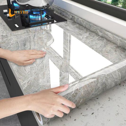 10M Marble Kitchen Oil-Proof Film Waterproof Self-Adhesive Wall Tile Sticker Moisture-Proof Countertop Cabinet Cover Wallpaper