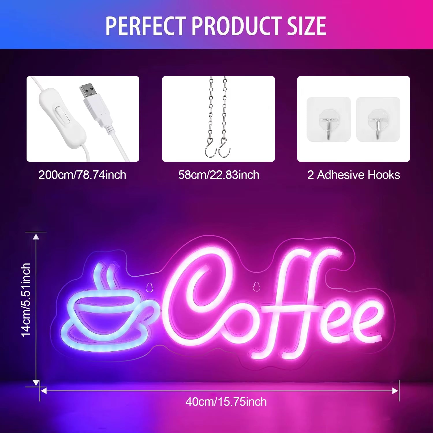 Coffee Neon Sign Light Usb/Battery Led Neon Lamps for Bar Cafe Restaurant Party Art Wall Decor Window Hanging Night Lights